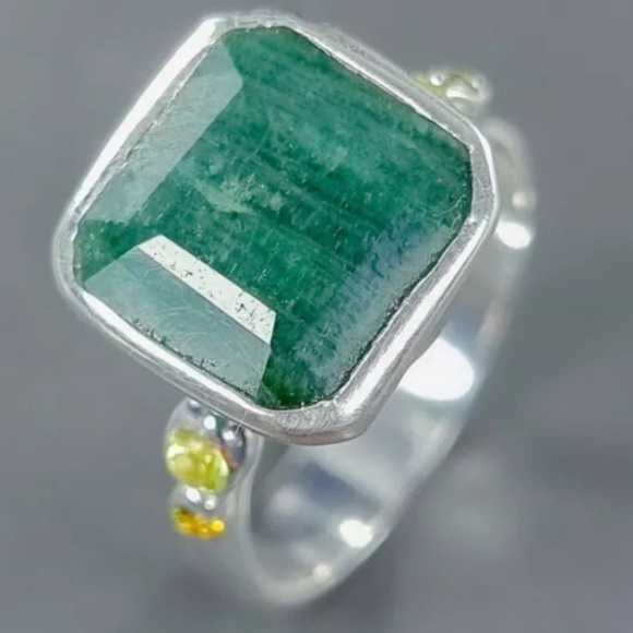 Natural gemstone Green Beryl Ring 925 Sterling Silver Size 7 - Picture 4 of 5